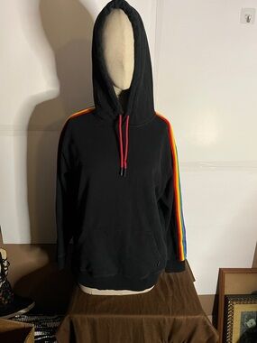 Unisex TomboyX rainbow hoodie sweatshirt pullover stripes oversized